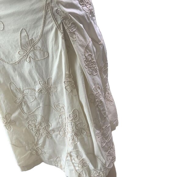 Harvé Benard Cream Floral Embroidery Knee Length A Line Skirt Size 12 - Picture 3 of 12